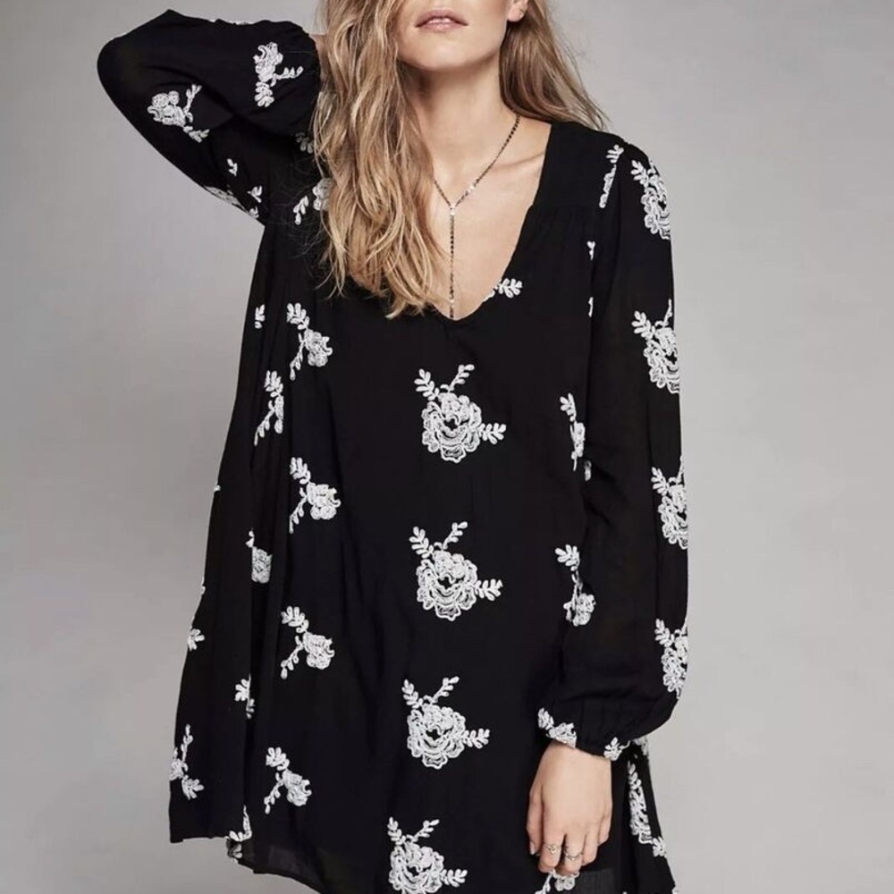 Free People Black and White Floral Dress